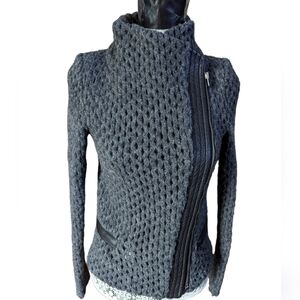 HP. Iro. NOA Knit Leather Trim Biker Jacket